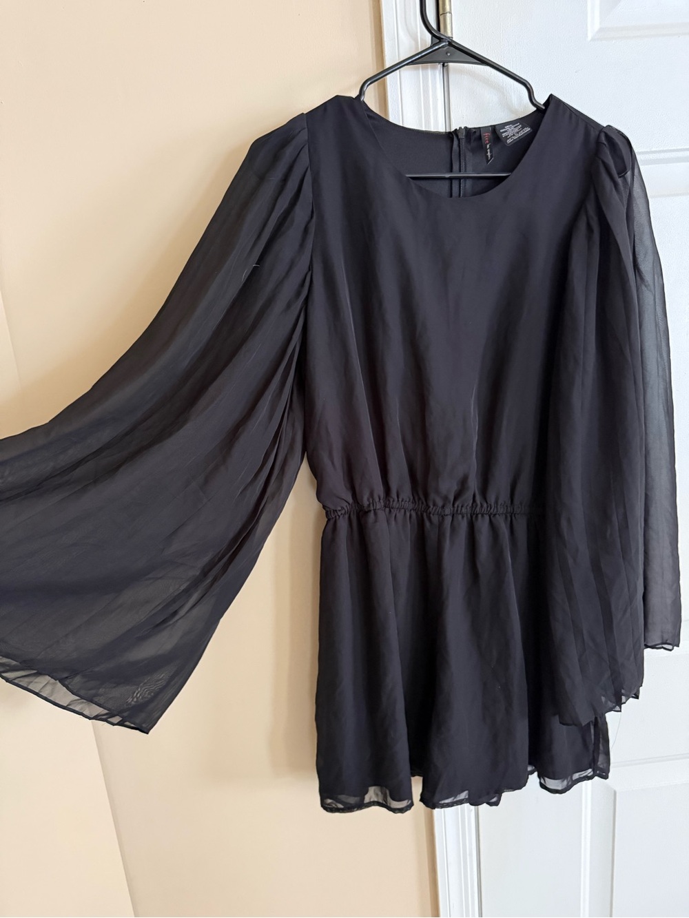 Fire Los Angeles Black Sheer Bell Sleeve Long Dress